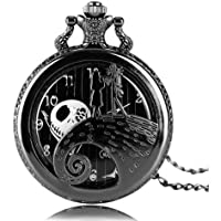 Los mejores  - Aolvo Reloj de bolsillo grabado para hombres y mujeres- la pesadilla antes de la Navidad- reloj con diseño de gato…